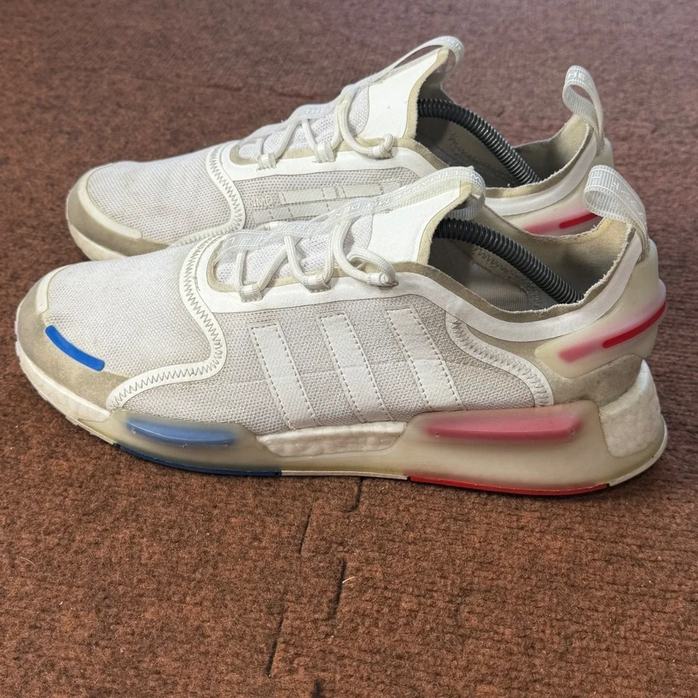 Adidas NMD_V3 Mens Cloud White Solar Red Blue Running Shoes GX3373 Size 11.5